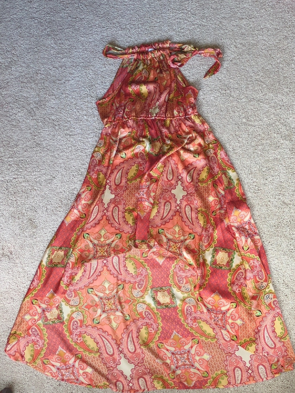 Charming Charlie Orange Paisley High-low Dress